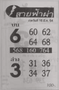 หวยสายฟ้าผ่า 16/03/64