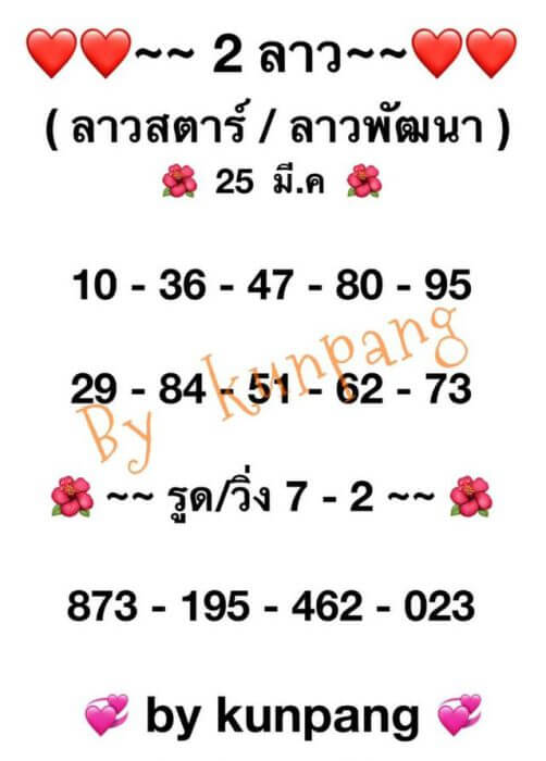 แนวทางหวยลาว by kunpang 25/3/64