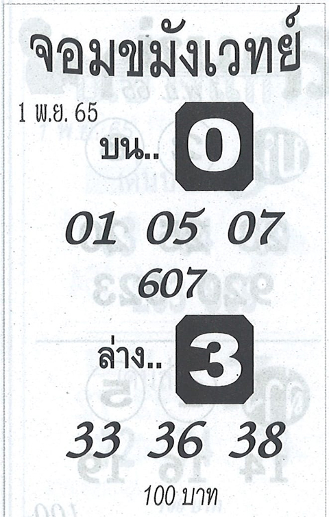 หวยจอมขมังเวทย์ 1/11/65